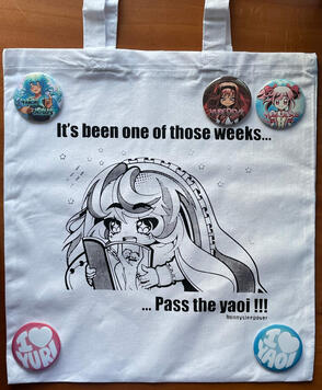 original character screen printed tote (handmade!)