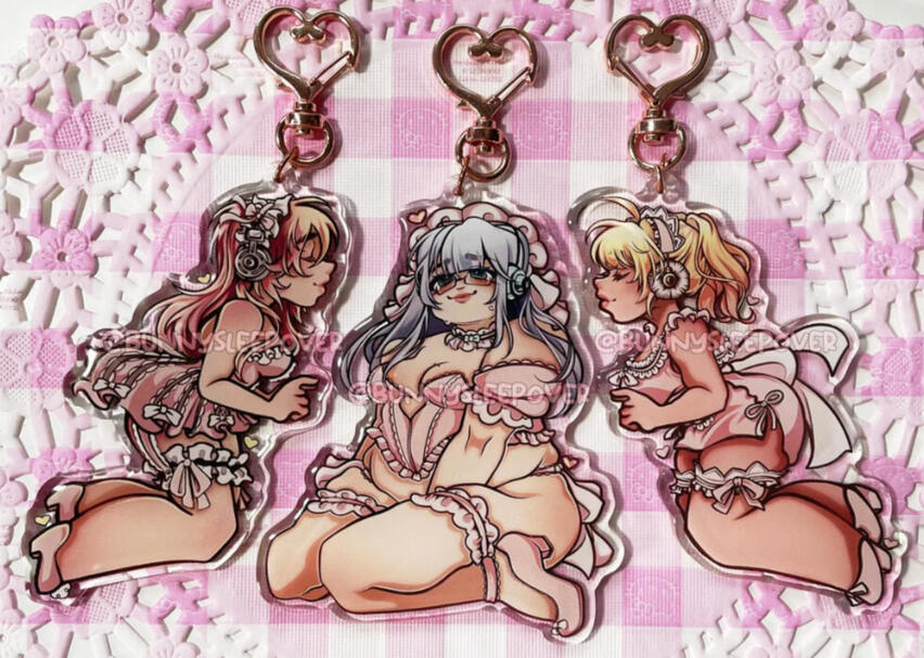 Super Sonico, Pochaco, Taruco maid keychains 2022 Super Sonico, Pochaco, Taruco maid keychains 2022